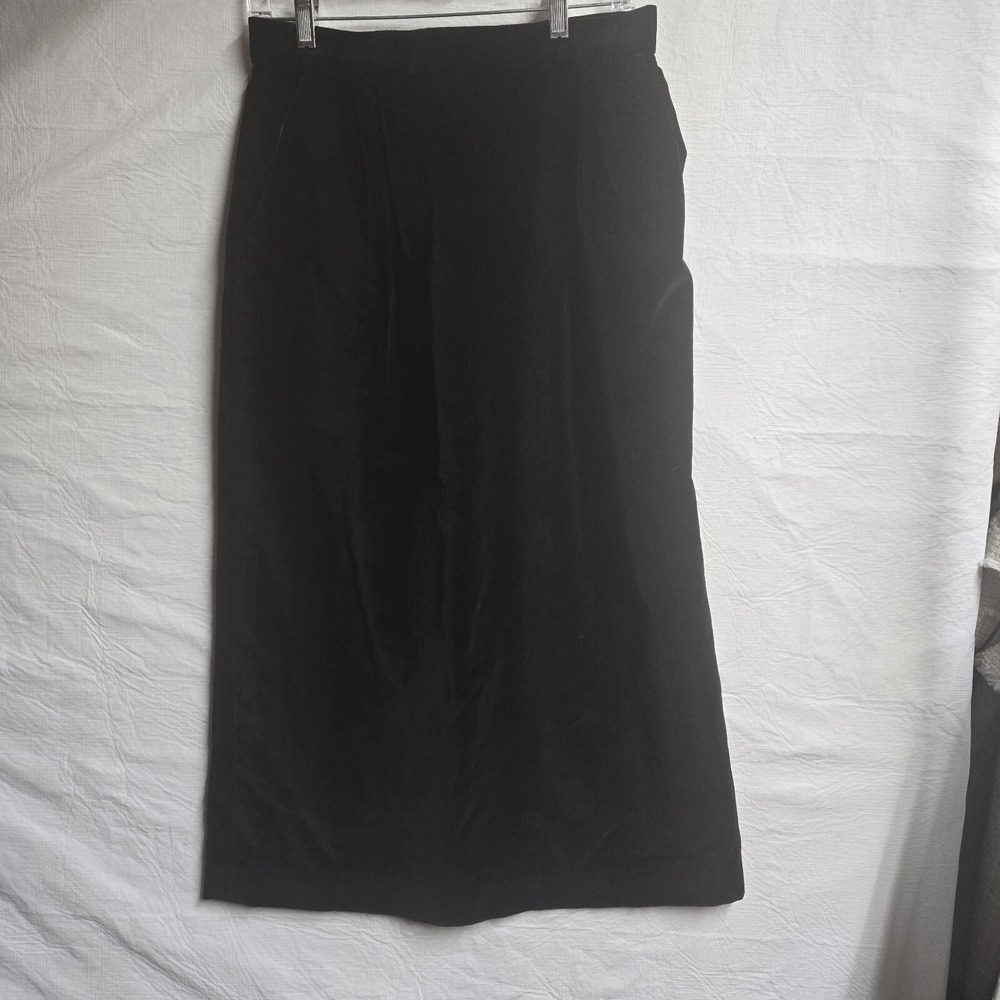 Vtg David Brooks Ltd Black Velvet Skirt with Pockets Size 14 Whimsey - Picture 2 of 8